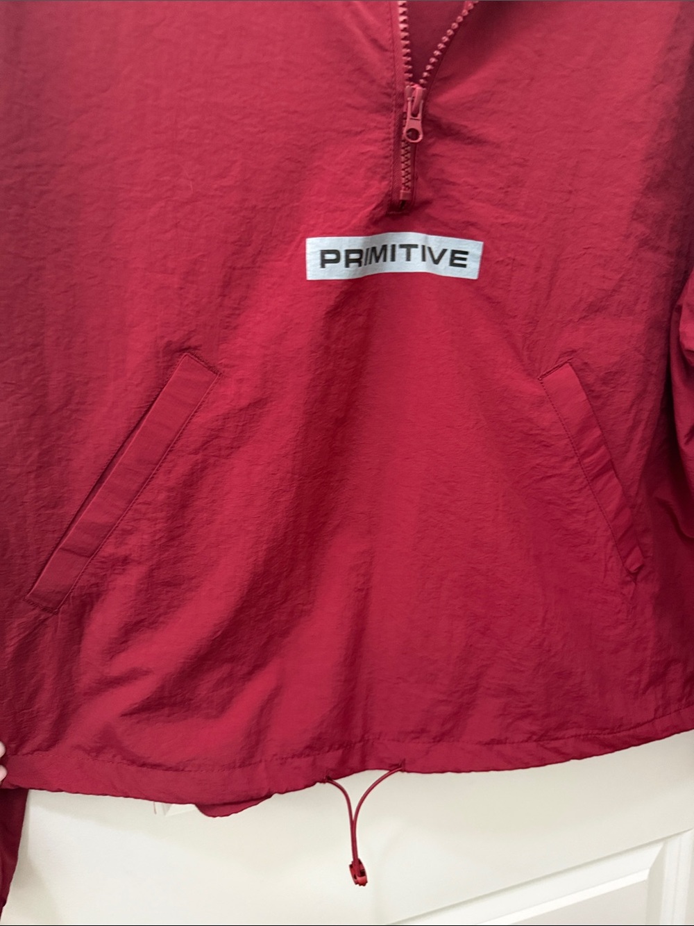 Red half-zip pullover jacket - Picture 3 of 4